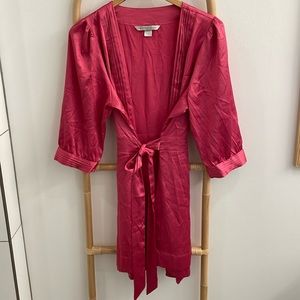 Victoria’s Secret rose pink short wrap robe waist sash puff sleeve size small